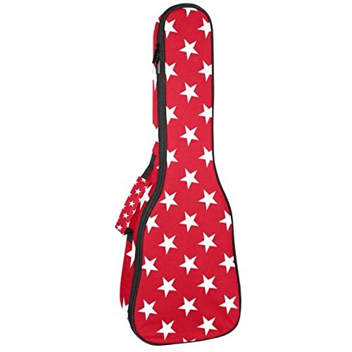 Mersov Tenor Ukulele Gigbag Waterdichte Ukelele Case Gewatteerde Rugzak, Geweldig voor Sopraan Concert (21/23/24") Witte Sterren op Rode Achtergrond