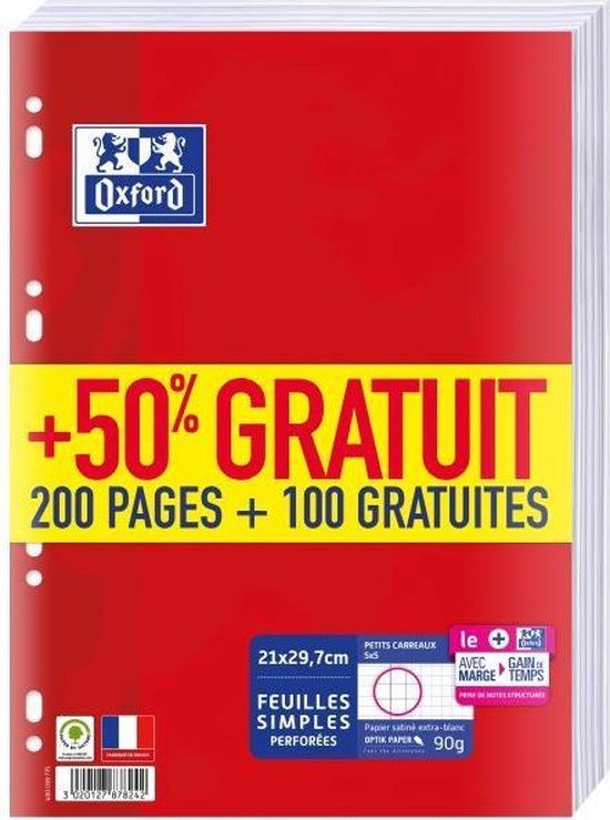Oxford ringband, A4, geruit, rood