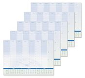 SIGEL H7350/5 papieren bureau-onderlegger DIN A2, kalender 2027-2029, dag- en weekplanning, 30 vellen, 5 stuks, blauw, afscheuronderlegger van duurzaam papier