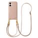 Selencia Hoesje - Geschikt voor Apple iPhone 16 - Backcover met koord en pashouder - Dusty Rose