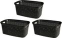 Storage Solutions Wasmand en rotan gevlochten - 3x - zwart - kunststof - 35 liter - 35 x 53 x 23 cm