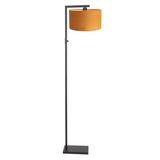 Steinhauer Vloerlamp Stang 8221ZW - 160cm - Metaal en Textiel - Zwart met Gouden Velours Kap