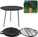QEENTOE Ronde grillpan van fonte met 3 poten, multifunctioneel grillplaat, geschikt voor kamperen en reizen, diameter 45 cm