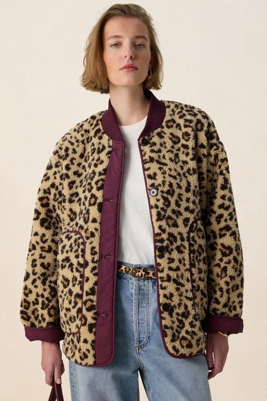 Sissy-Boy - Bruine reversible jas met leopard print - Maat L/XL