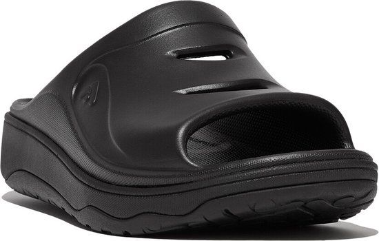 FitFlop Relieff Slide - Tonal Rubber Zwart - Maat 37 - Dames - Teenslipper - Imitatieleer - Rubberen zool - Herfst/Winter 2024