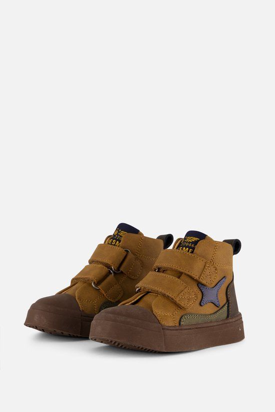 Shoesme Cognac Bootie Met Patches - Sneakers Kinderen - Jongens - Cognac - Microfiber nubuck - Maat 24