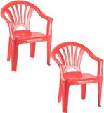 Plasticforte Stoeltjes voor kinderen - 2x - koraal rood - 50 cm - voor binnen en buiten - kunststof