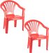 Plasticforte Stoeltjes voor kinderen - 2x - koraal rood - 50 cm - voor binnen en buiten - kunststof