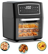 YCLZY AF-120CDEU-DE,AirFryer Heteluchtfriteuse, 12 liter, met digitaal led-touchscreen met 18 kookfuncties, 10 accessoires en receptenhandleiding, BPA-vrij, 1500 W,Zwart