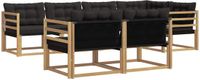 vidaXL - Hoek loungeset - 7 zitplekken - Wit en zwart - Acacia hout