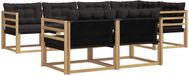 vidaXL - Ensemble de salon d'angle - 7 places assises - Blanc et noir - Bois d'acacia