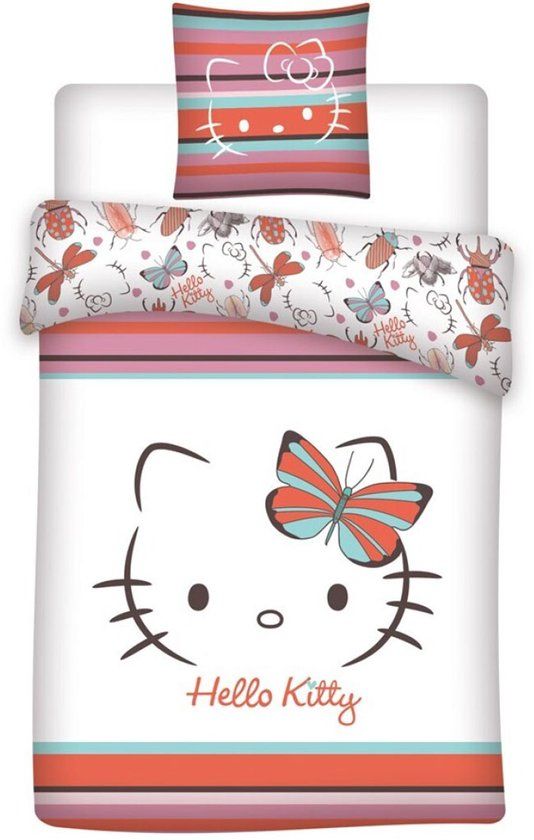 4KidsOnly Hello Kitty Dekbedovertrek Vlinder - 140 x 200 cm / 65 x 65 cm - Polykatoen