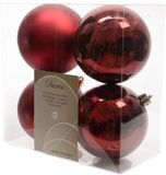 Decoris 3 pièces Boule de Noël plastique brillant-mat/100mm/sang de bœuf
