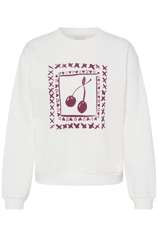 ICHI IHMERELLA BRUSHED SW2 Dames Sweater XS Wit Katoen/Polyester