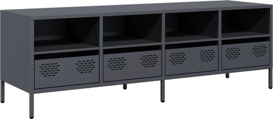 vidaXL Tv-meubel 135x39x43,5 cm koudgewalst staal antracietkleurig