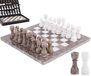 Ocean Marble Chess Set, 30cm, Handmade, with 2 Extra Queens