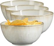 Mica Decorations Serveer/chips schaaltje Nusa - 8x - creme - 14 x 7 cm - keramiek - kommetjes