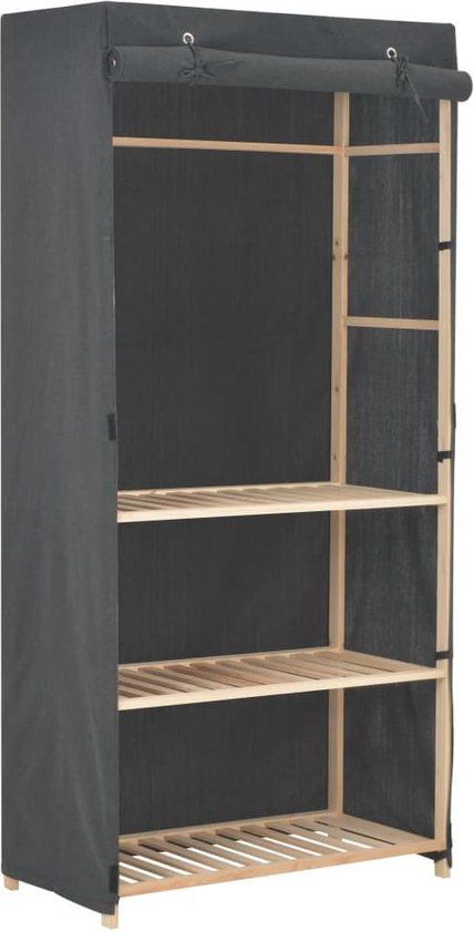 vidaXL Kledingkast - 3-laags - 79x40x170 cm - Stof - Grijs