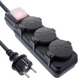 InLine IP44 outdoor stekkerdoos met 3 contacten | schakelaar | 5 meter