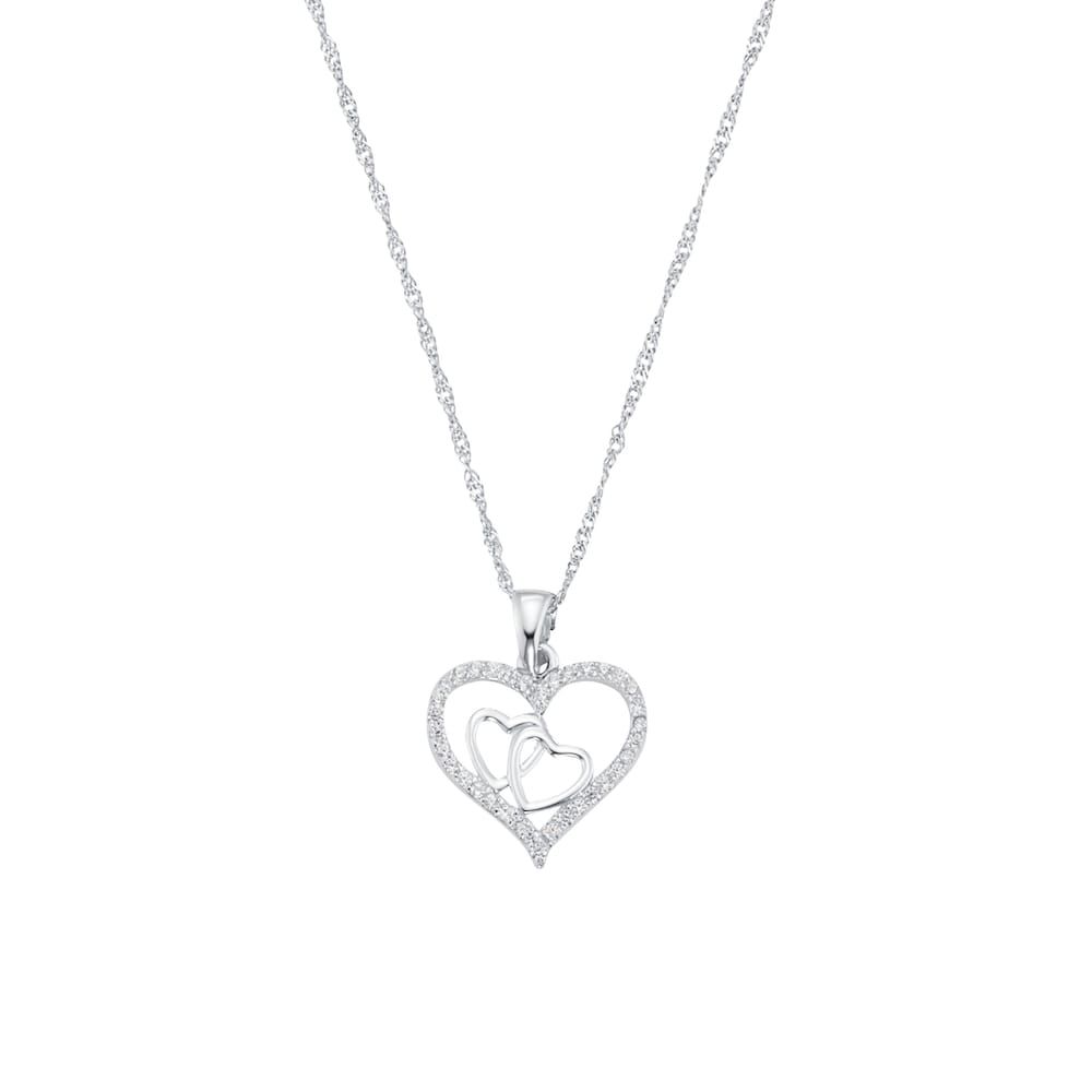 Ketting met hart hanger voor dames - 925 Sterling Zilver - Zirkonia (synth.)
