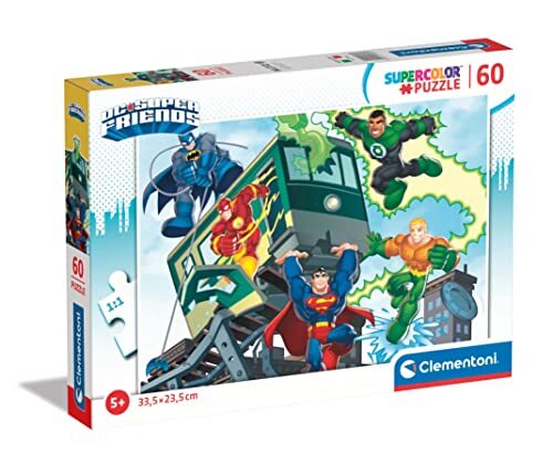 Clementoni Supercolor Superfriends-60-delige set, Made in Italy, kinderen 5 jaar, cartoon, Dc Comics, superhelden, meerkleurig, medium, 26066