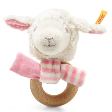 Steiff Liena Lam Grijpring met Rammelaar 12 cm - Roze/lichtroze