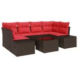 vidaXL Tuin Sofa Set 8 st Beige en Rood poly rattan