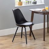 Julian Bowen set van 2 Kari eetkamerstoelen - zwarte zitting en zwarte poten