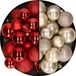 Decoris Kaemingk B.V. Kerstballen 60x stuks - mix rood/champagne - 4-5-6 cm - kunststof - kerstversiering