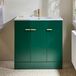 Hudson Reed Cluo meuble de salle de bain meuble-lavabo vert foncé 81cm avec lavabo | Poignées profilées en or satiné