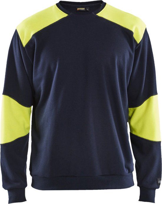 Blåkläder Blaklader Vlamvertragend sweatshirt 3458-1762 - Marine/High Vis Geel - XXXL