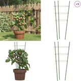 vidaXL Plantensteunen - 5 st - met 3 ringen - 45 cm - staal - groen