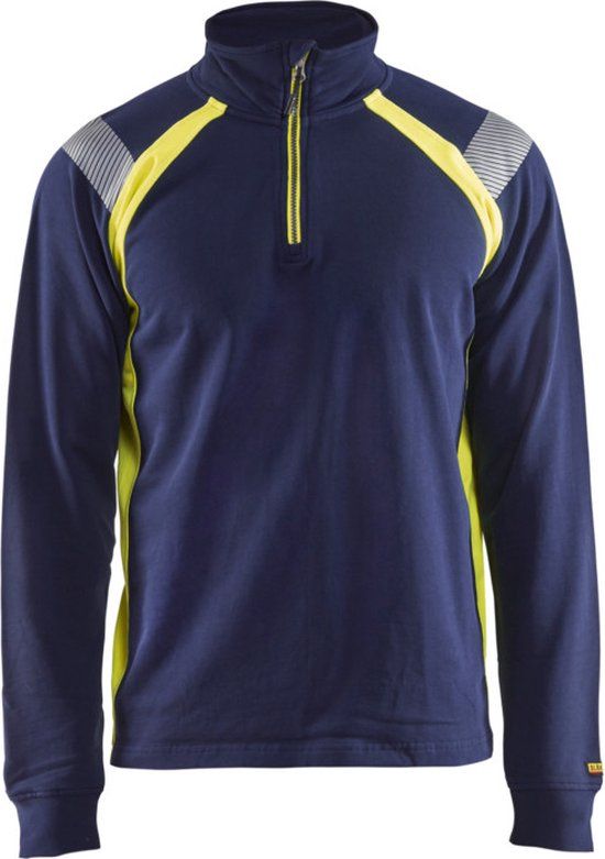 Blåkläder Sweatshirt halve rits Visible 3432-1158 - Marine/High Vis Geel - M