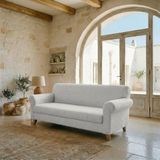 Italian Bed Linen Elastische bankovertrek, modieus, crèmekleurig, 3-zits