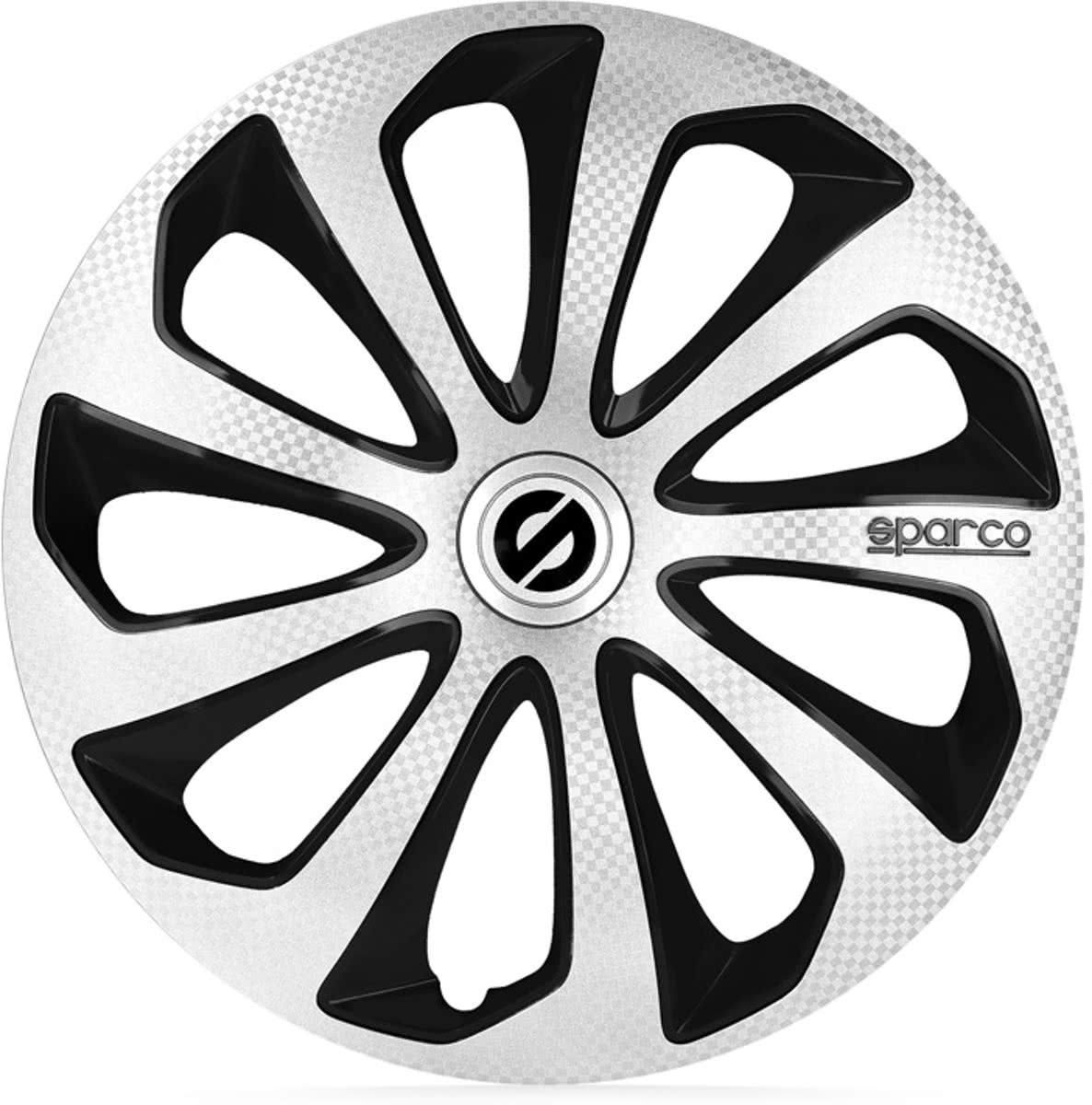 Sparco Sicilia Wieldoppenset 14-inch - Zilver/zwart/carbon - 4-delig