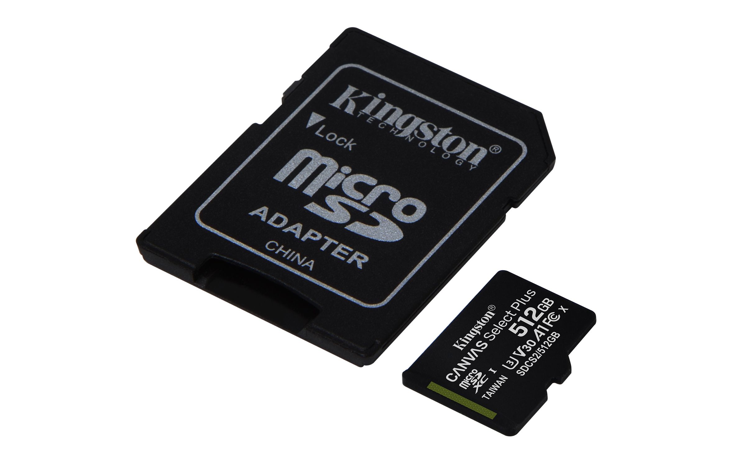 Kingston Technology Kingston Canvas Select Plus 512GB microSDXC - Class 10, UHS-I, V30, A1 + Adapter