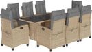 vidaXL 9-delige Tuinset met Kussens, Poly Rattan, Gemengd Beige