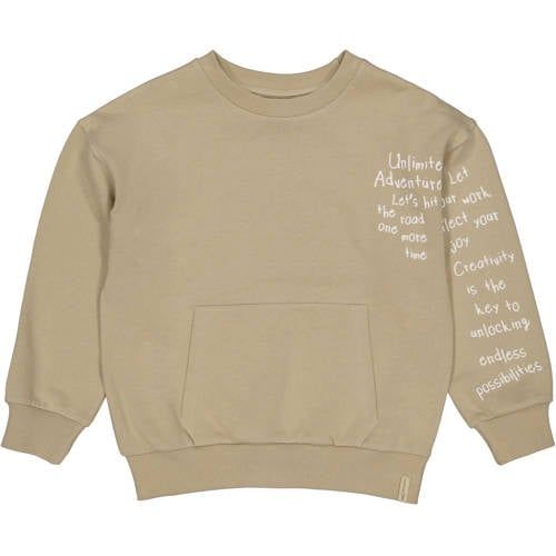 LEVV Little sweater zand Beige Jongens Katoen Ronde hals Tekst - maat 122
