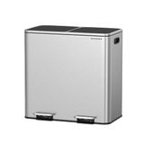 SONGMICS Roestvrijstalen Pedaalemmer, 80 L (2 x 40 L), 2 Vakken, Softclose