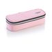 Favorit Pennenetui voor school, ovaal, roze, 24 cm x 9,5 cm, hoogte 6 cm, met zilveren ritssluiting, gevuld met Stabilo-producten
