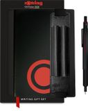 rOtring 600 vulpotlood geschenkset met kunstleren pennentasje en notitieboekje | Vulpotlood (0.5mm) met volledig metalen omhulsel | Zwart | Antislip gekartelde greep en zeshoekige huls