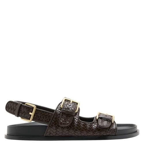 Mango Imitatieleren Sandalen - Donkerbruin