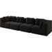 Canapé d'angle modulaire 4 places en tissu velours noir, sans montage, design antidérapant