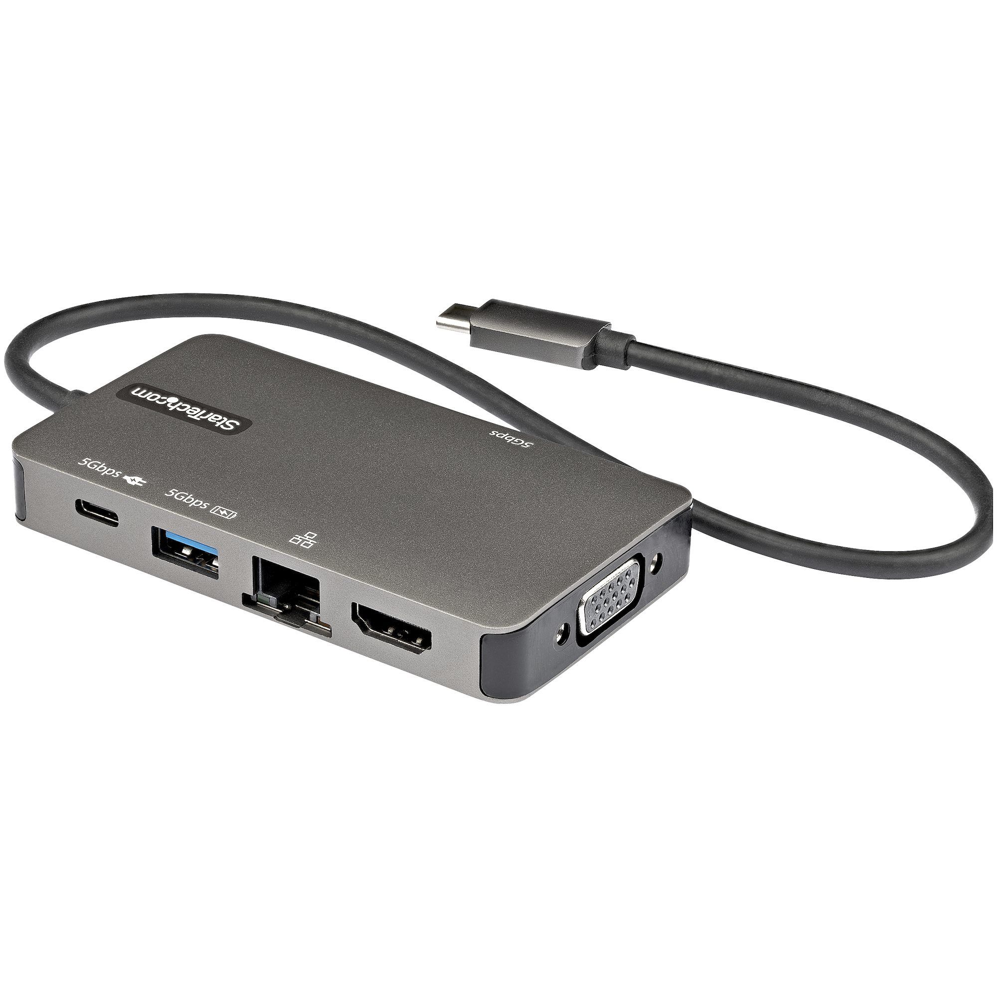 StarTech.com USB-C Multiport Adapter - USB-C to 4K HDMI/VGA, USB Hub, 100W PD