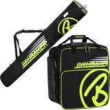 Brubaker Combi Set Carver Champion - Skitas en Skischoentas voor 1 Paar Ski's + Stokken + Schoenen + Helm - Zwart/Neon Geel - 170 cm