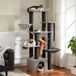 Poteau griffoir Grand chat XXL - Noir - 170 cm - 13 poteaux sisal - Hamac