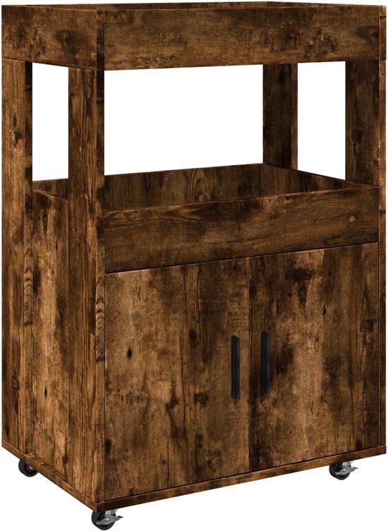 vidaXL Drankkar 60x39,5x89 cm bewerkt hout gerookt eikenkleurig