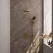 Brauer Gold Carving Thermostatische Regendoucheset Inbouw - Hoofddouche 20 cm - Gebogen Wandarm - 3 Weg - Handdouche 3 Standen - Doucheslang - Geintegreerde Glijstang - Geborsteld Goud