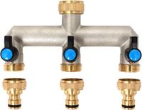 OEM Messing 3-weg waterverdeler voor 3 apparaten - Tuinslangen 3-delige verdeler - 3/4 inch adapter 1/2 inch - Kogelkraan - Waterstroom instellen - Afsluiten