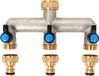 OEM Messing 3-weg waterverdeler voor 3 apparaten - Tuinslangen 3-delige verdeler - 3/4 inch adapter 1/2 inch - Kogelkraan - Waterstroom instellen - Afsluiten